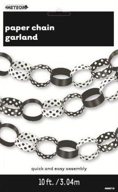 Midnight Black Dots Paper Chain Garland - 3.04m - The Base Warehouse