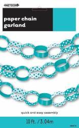 Caribbean Teal Dots Paper Chain Garland - 3.04m