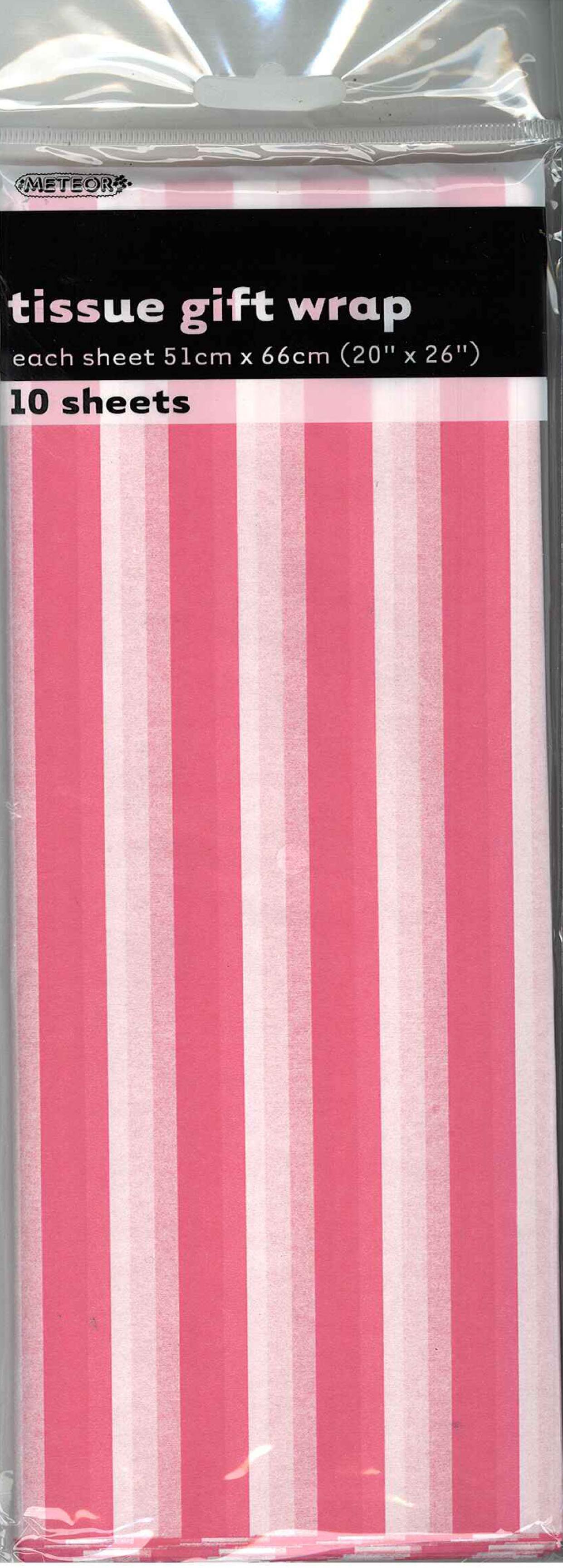 10 Pack Hot Pink Stripes Tissue Sheets - 51cm x 66cm - The Base Warehouse