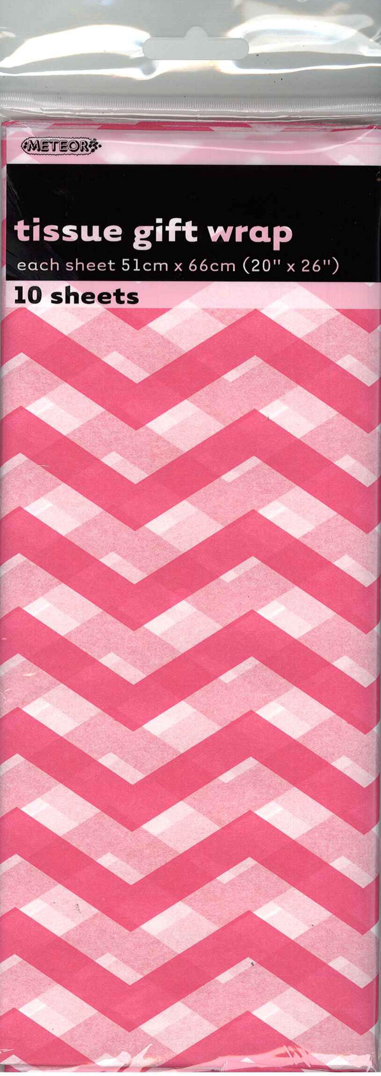 10 Pack Hot Pink Chevron Tissue Sheets - 51cm x 66cm - The Base Warehouse