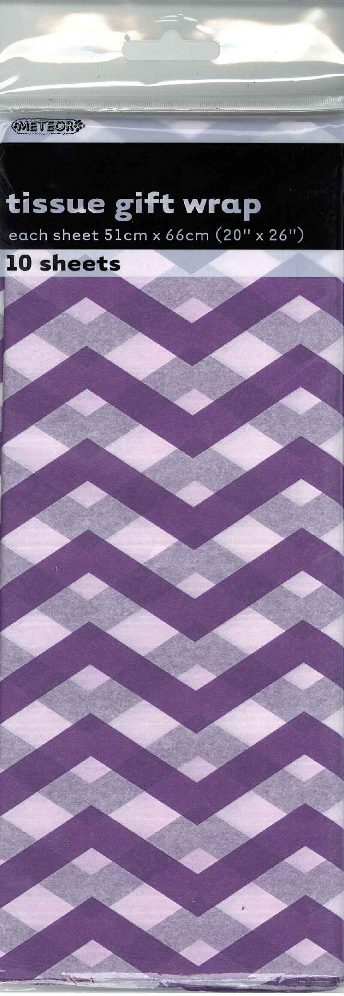 10 Pack Pretty Purple Chevron Tissue Sheets - 51cm x 66cm - The Base Warehouse