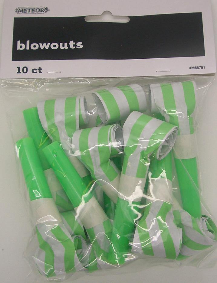 10 Pack Lime Green Stripes & Chevron Blowouts - The Base Warehouse