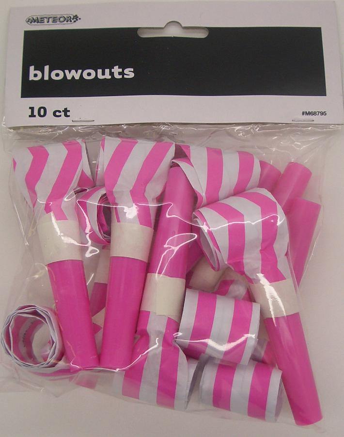 10 Pack Hot Pink Pink Stripes & Chevron Blowouts - The Base Warehouse