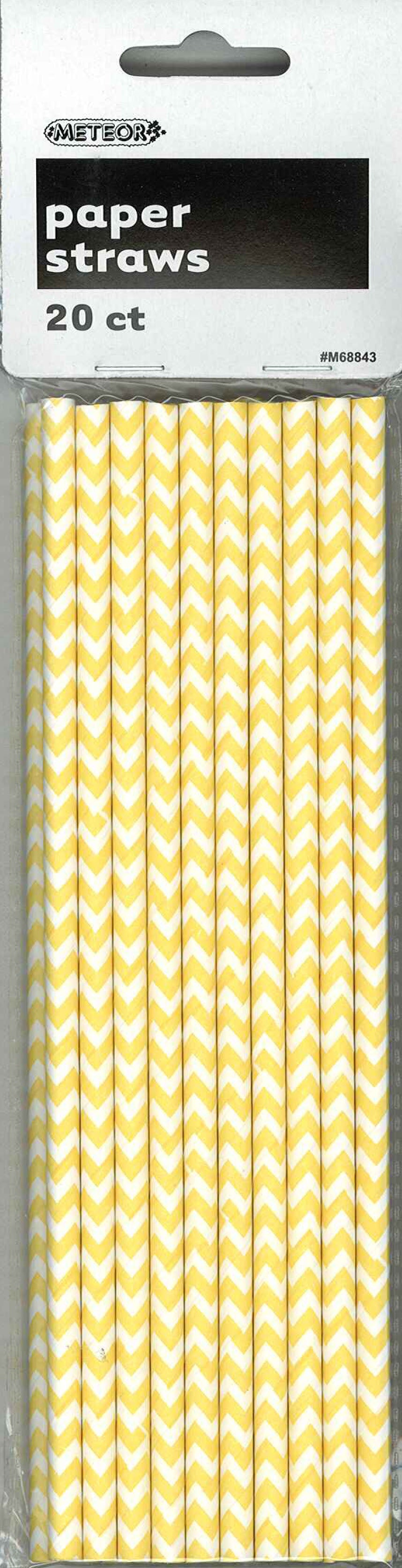 20 Pack Sunflower Yellow Chevron Paper Straws
