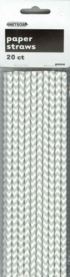 20 Pack Silver Chevron Paper Straws - The Base Warehouse