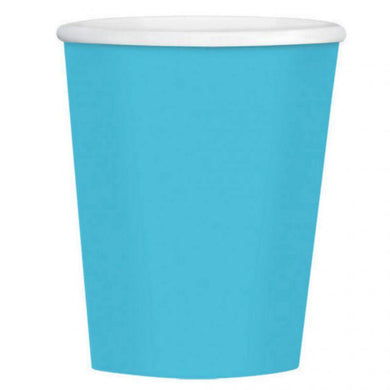 40 Pack Caribbean Blue Paper Coffee Cups - 354ml - The Base Warehouse