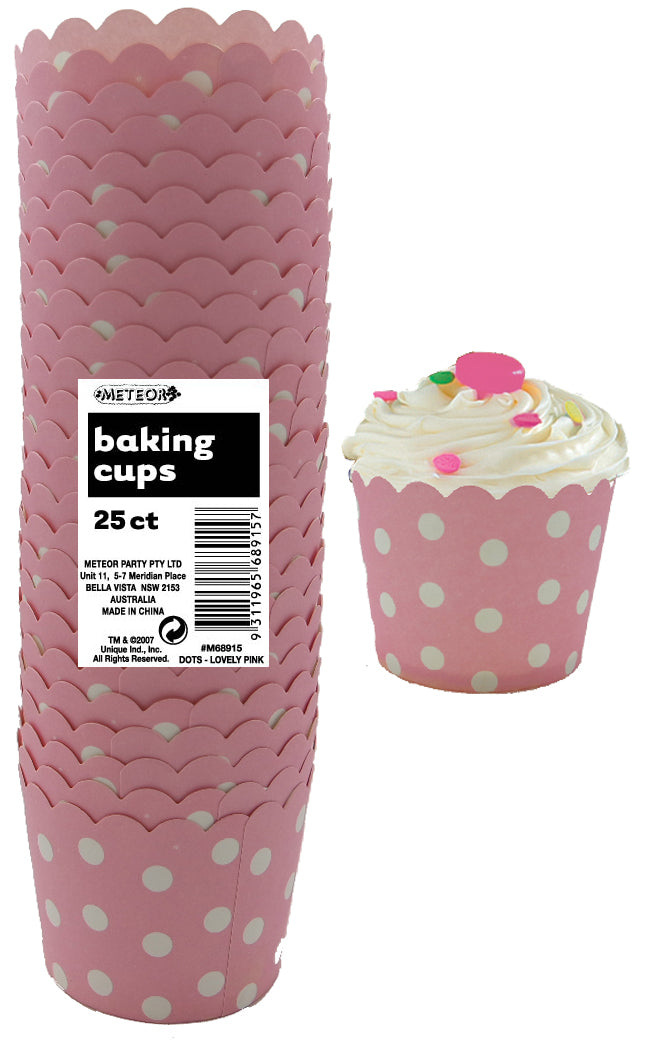 25 Pack Lovely Pink Dots Paper Baking Cups