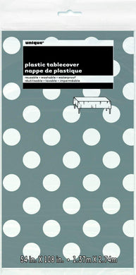 Silver Dots Plastic Tablecover - 137cm x 274cm - The Base Warehouse