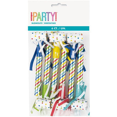 8 Pack Stiped Fringed Foil Blowouts - The Base Warehouse