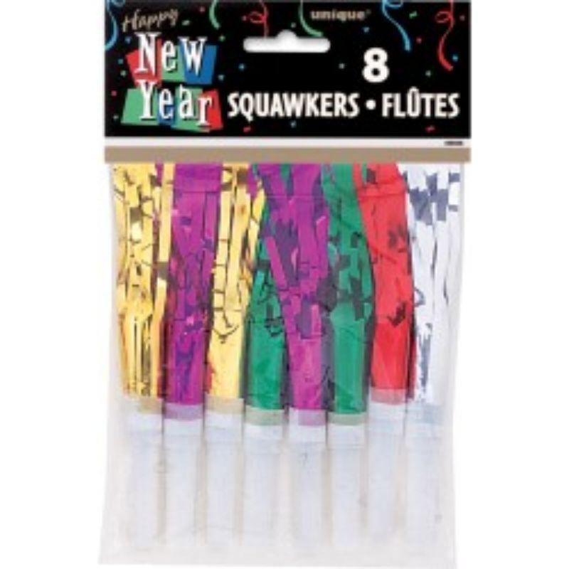 8 Pack New Year Foil Squawkers - The Base Warehouse