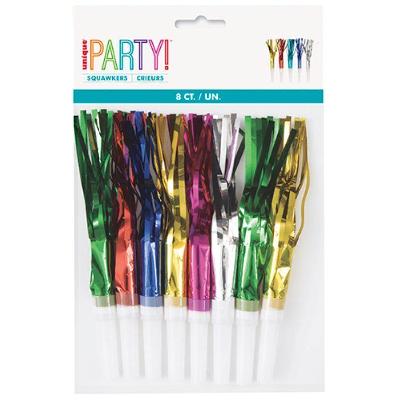 8 Pack Metallic Foil Fringed Squawkers