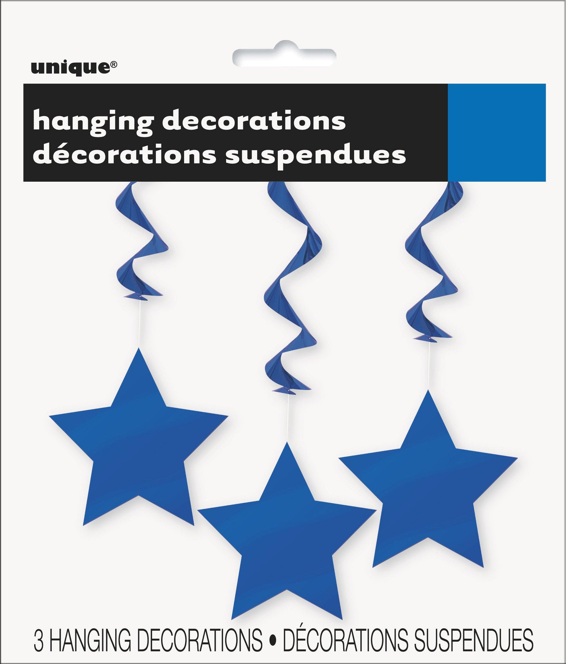 3 Pack Royal Blue Star Hanging Swirls - 90cm - The Base Warehouse