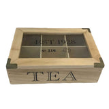 Load image into Gallery viewer, 6 Section Wooden Tea Box - 22.8cm x 15.2cm x 7cm
