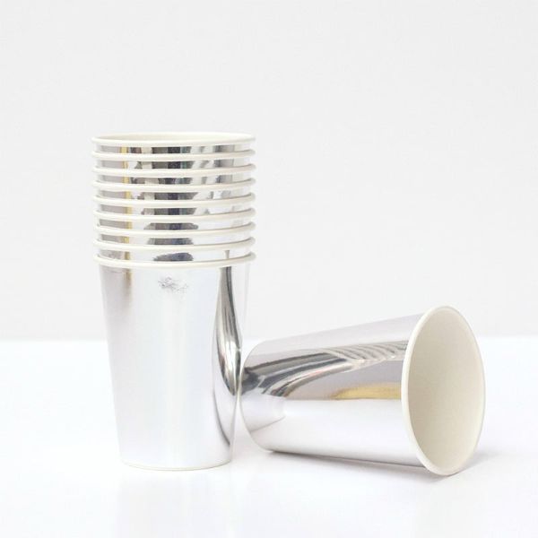 6 Pack Silver Foil Paper Cups - 266ml