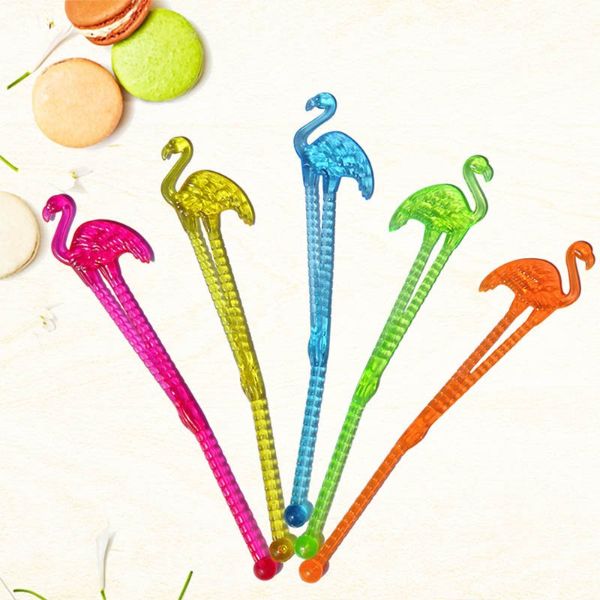 50 Pack Flamingo Plastic Stirrers - 15cm