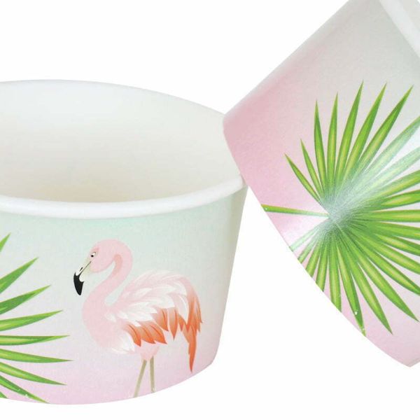 8 Pack Flamingo Paper Tubs - 10cm x 7cm