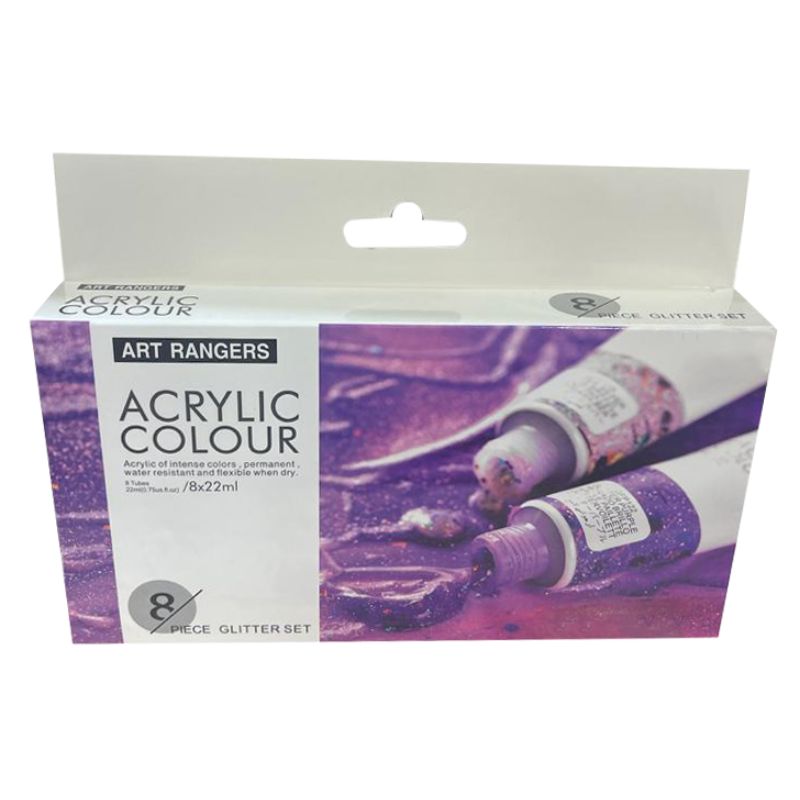 Art Ranger 8 Pack Glitter Acrylic Paint Set - 22ml