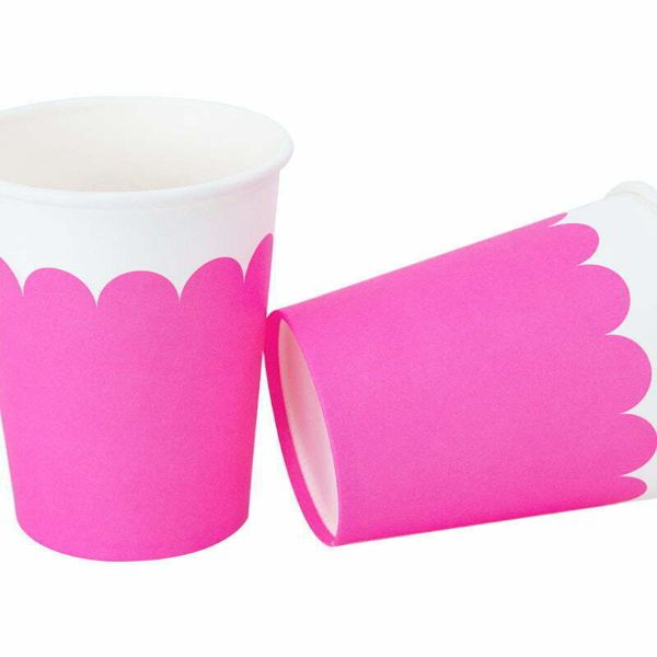 8 Pack Pink Paper Cups - 250ml