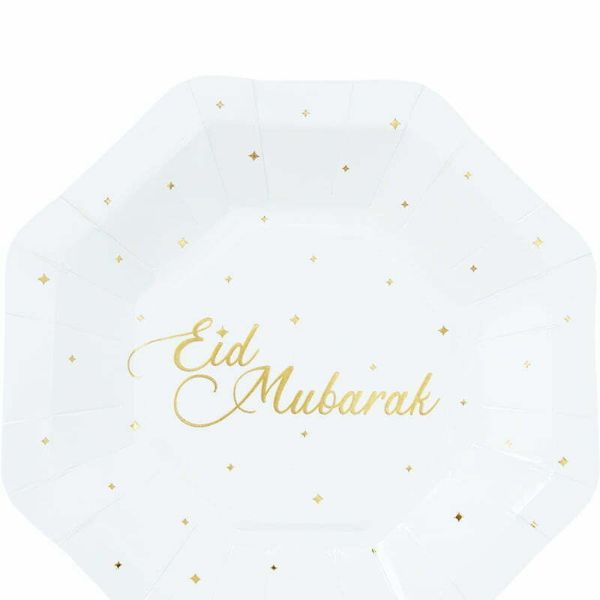 8 Pack Small Eid Mubarak Plates - 18cm