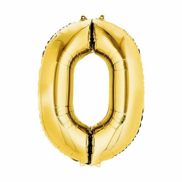Gold Number Foil Balloon #0 - 66cm