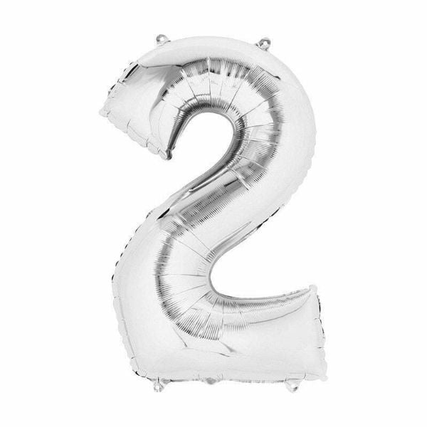 Silver Number Foil Balloon #2 - 66cm