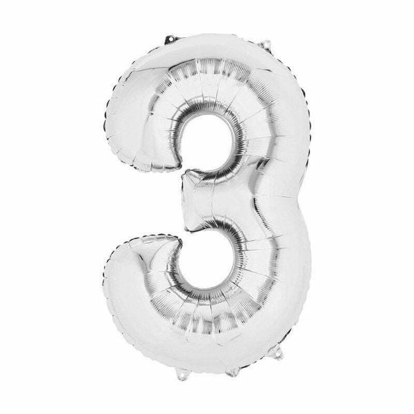 Silver Number Foil Balloon #3 - 66cm