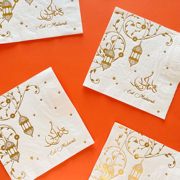 20 Pack Eid Mubarak Napkins - 16.5cm x 16.5cm