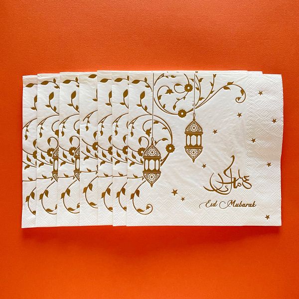 20 Pack Eid Mubarak Napkins - 16.5cm x 16.5cm