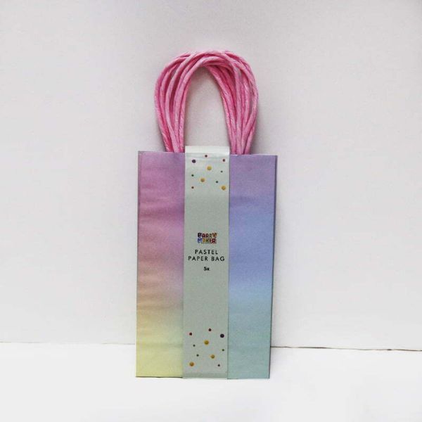 5 Pack Ombre Pastel Paper Bags - 20cm x 12cm x 6cm