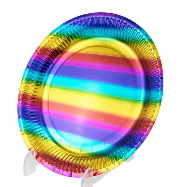 8 Pack Rainbow Plates - 23cm