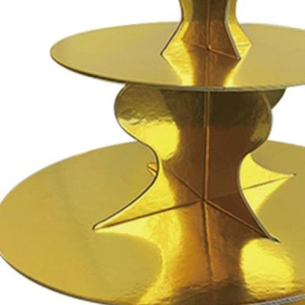 3 Tier Gold Cake Stand - 40.5cm x 35cm x 31cm
