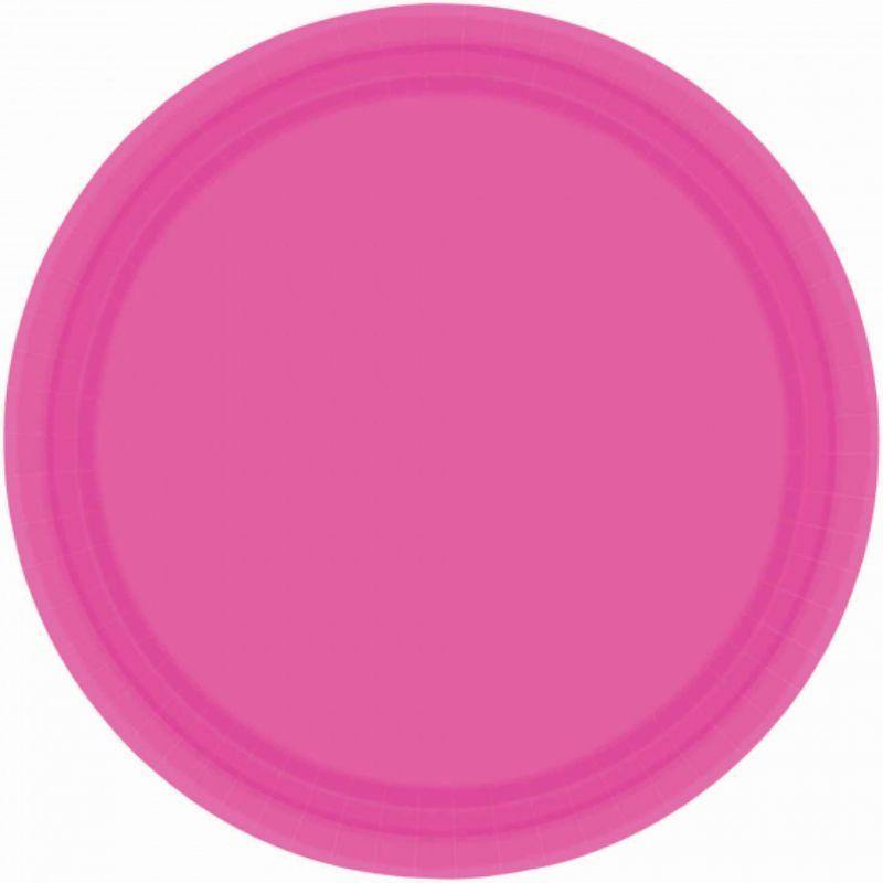 20 Pack Bright Pink Paper Plates - 26cm - The Base Warehouse