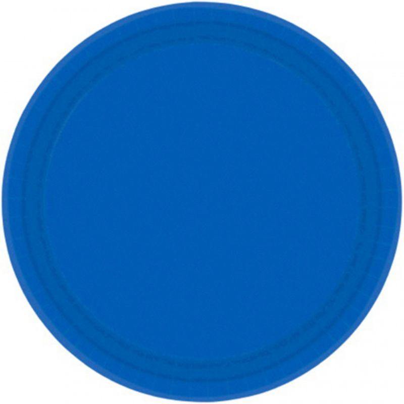 20 Pack Bright Royal Blue Paper Plates - 26.6cm - The Base Warehouse