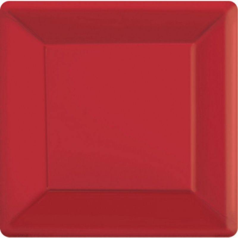 20 Pack Apple Red Square Paper Plates - 26cm - The Base Warehouse