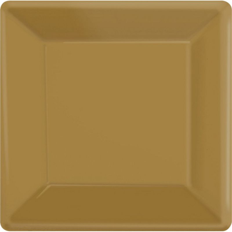 20 Pack Gold Square Paper Plates - 26cm