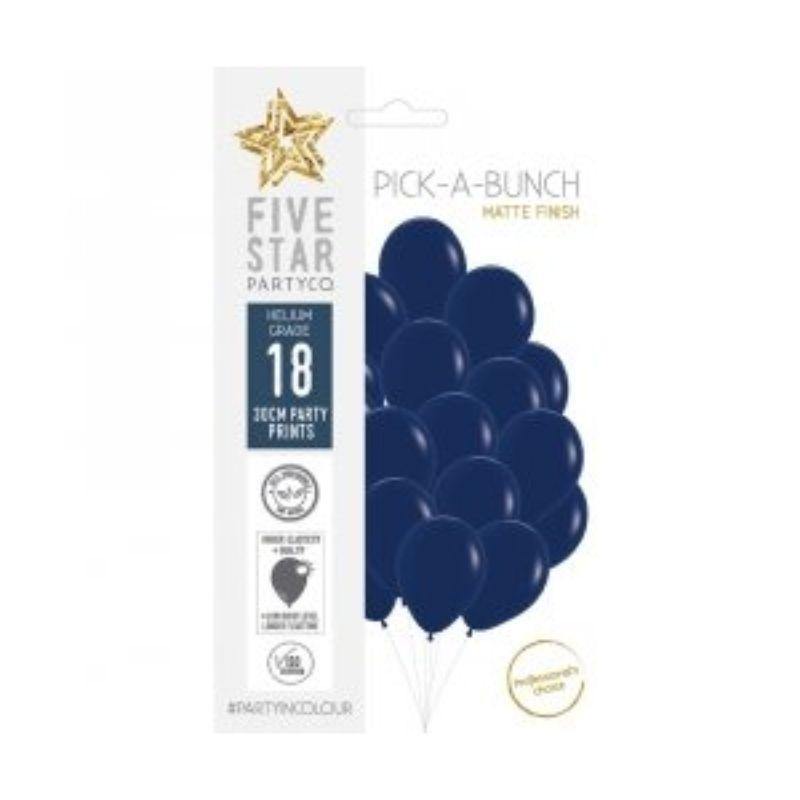 18 Pack Matte Navy Blue Latex Balloons - 30cm - The Base Warehouse