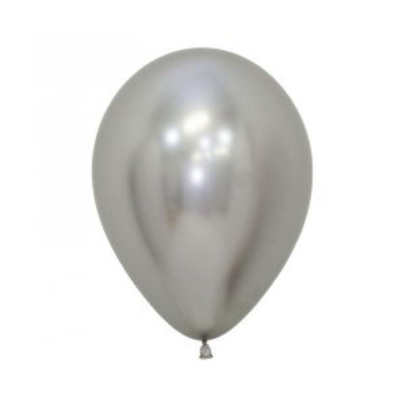 20 Pack Reflex Silver Latex Balloons - 12cm - The Base Warehouse