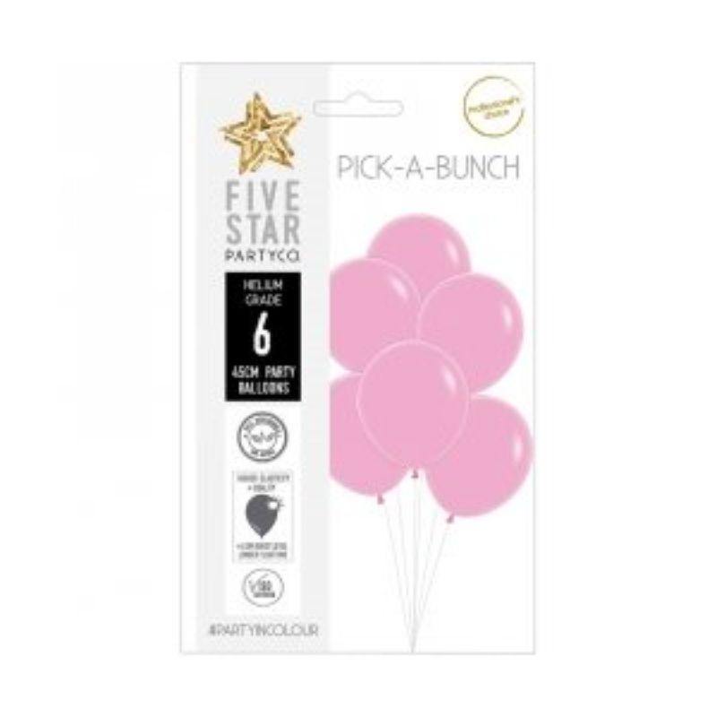 6 Pack Matte Pink Round Balloons - 45cm - The Base Warehouse