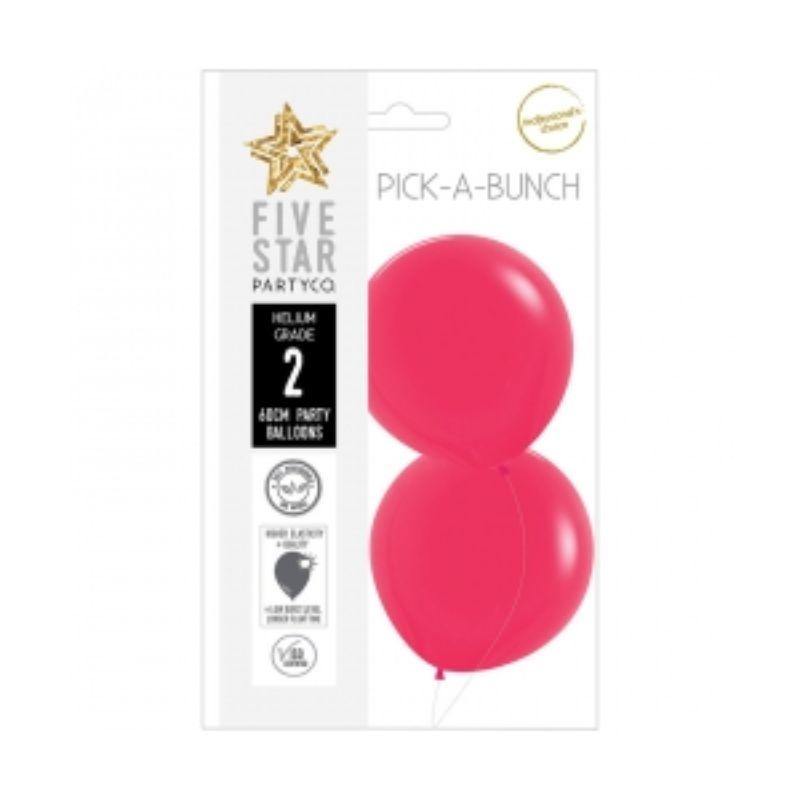 2 Pack Matte Raspberry Round Balloons - 60cm - The Base Warehouse
