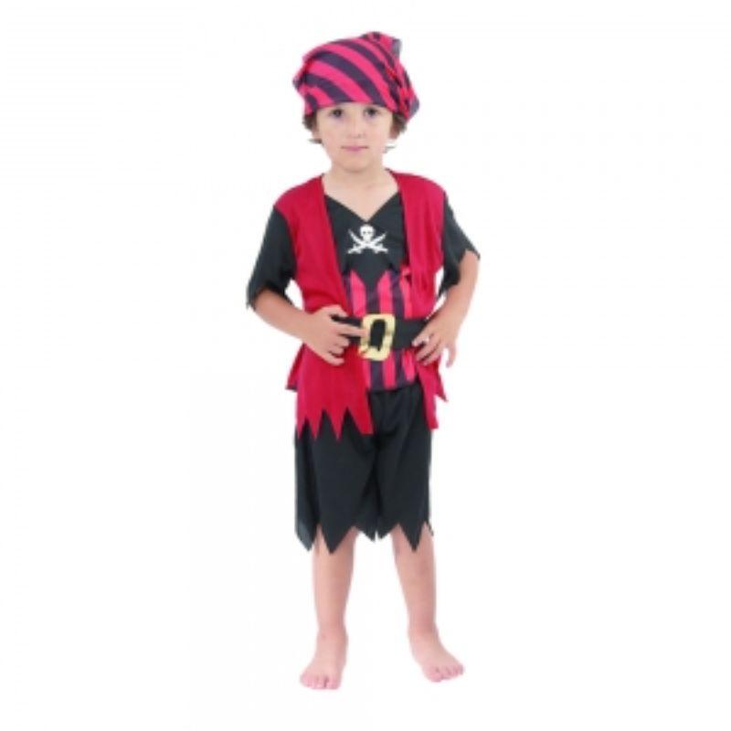 Toddler Red Pirate Costume - Shirt with Vest, Pants, Belt & Bandanna