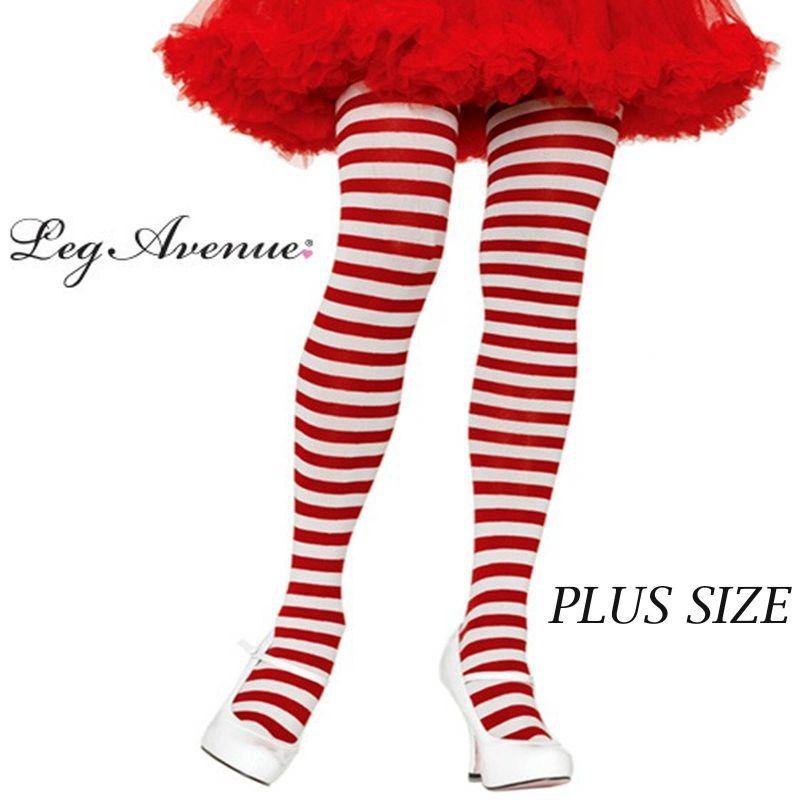 Womens Nylon White/Red Stripe Tights - 3-4X - The Base Warehouse
