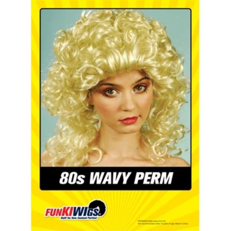 Womens Blonde 80s Perm Wig - The Base Warehouse
