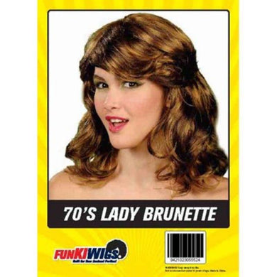 Womens Brunette 70s Lady Wig - The Base Warehouse