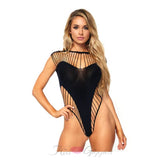 Load image into Gallery viewer, Black Shredded Opaque Cut Out Teddy - OS
