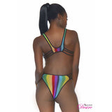 Load image into Gallery viewer, Rainbow Fishnet Cut Out Bodysuit - OS
