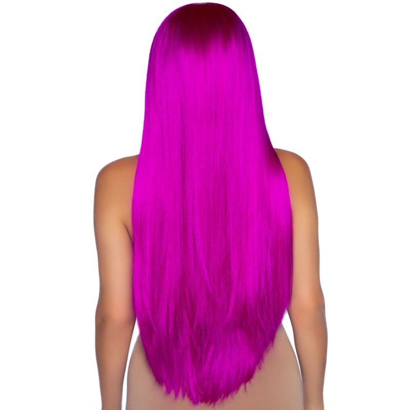 Long Straight Center Part Raspberry Wig