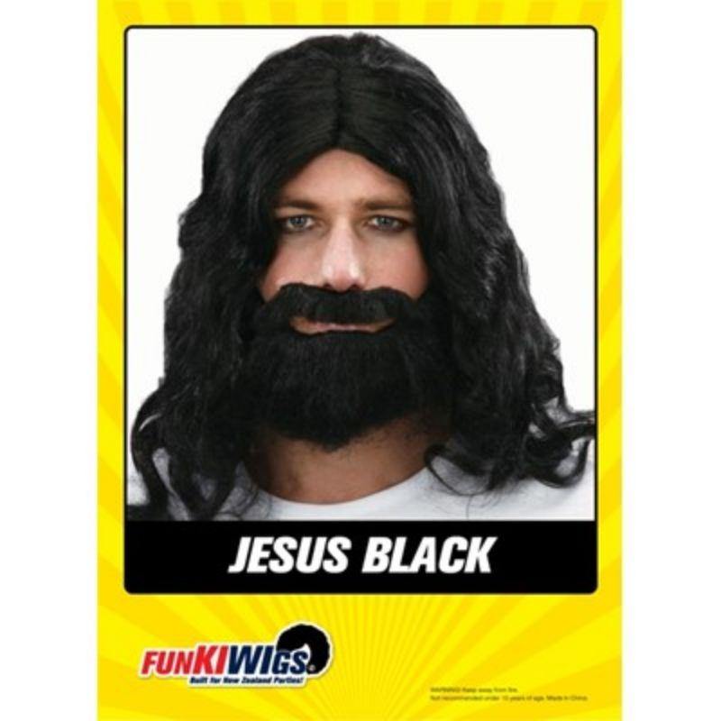 Mens Black Jesus Wig