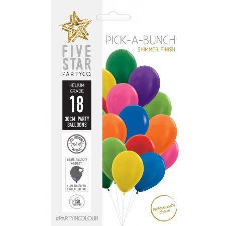 18 Pack Assorted Coloured Latex Balloons - 30cm