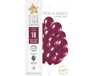 18 Pack Shimmer Burgundy Latex Balloon - 30cm - The Base Warehouse