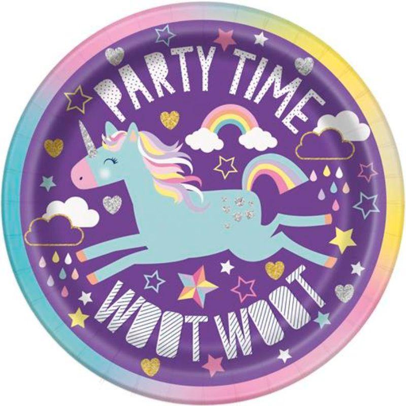 8 Pack Unicorn Party Paper Plates - 18cm - The Base Warehouse
